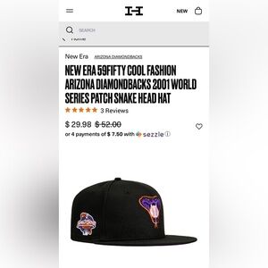 59FIFTY COOL FASHION ARIZONA DIAMONDBACKS 2001 WORLD SERIES PATCH SNAKE HEAD HAT
